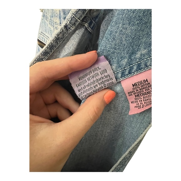 Vtg Y2K PowerPuff Girls Denim Overalls Medium 100% Cotton - Picture 3 of 6